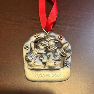 Snowman Ornament with Red Ribbon